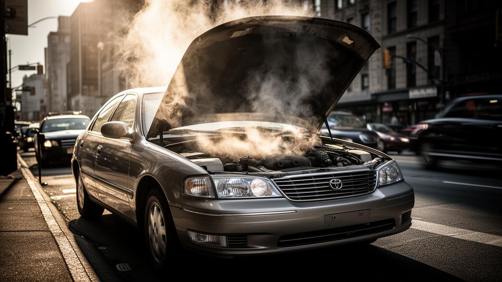 Auto sobrecalentado con vapor saliendo del capó en Santiago - Guía de Grúas Cortes